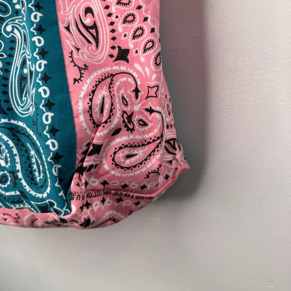 CALL IT BY YOUR NAME Maxi Blue Pink Tote Large Hand-Embroidered Top Handle Bag - Picture 5 of 10